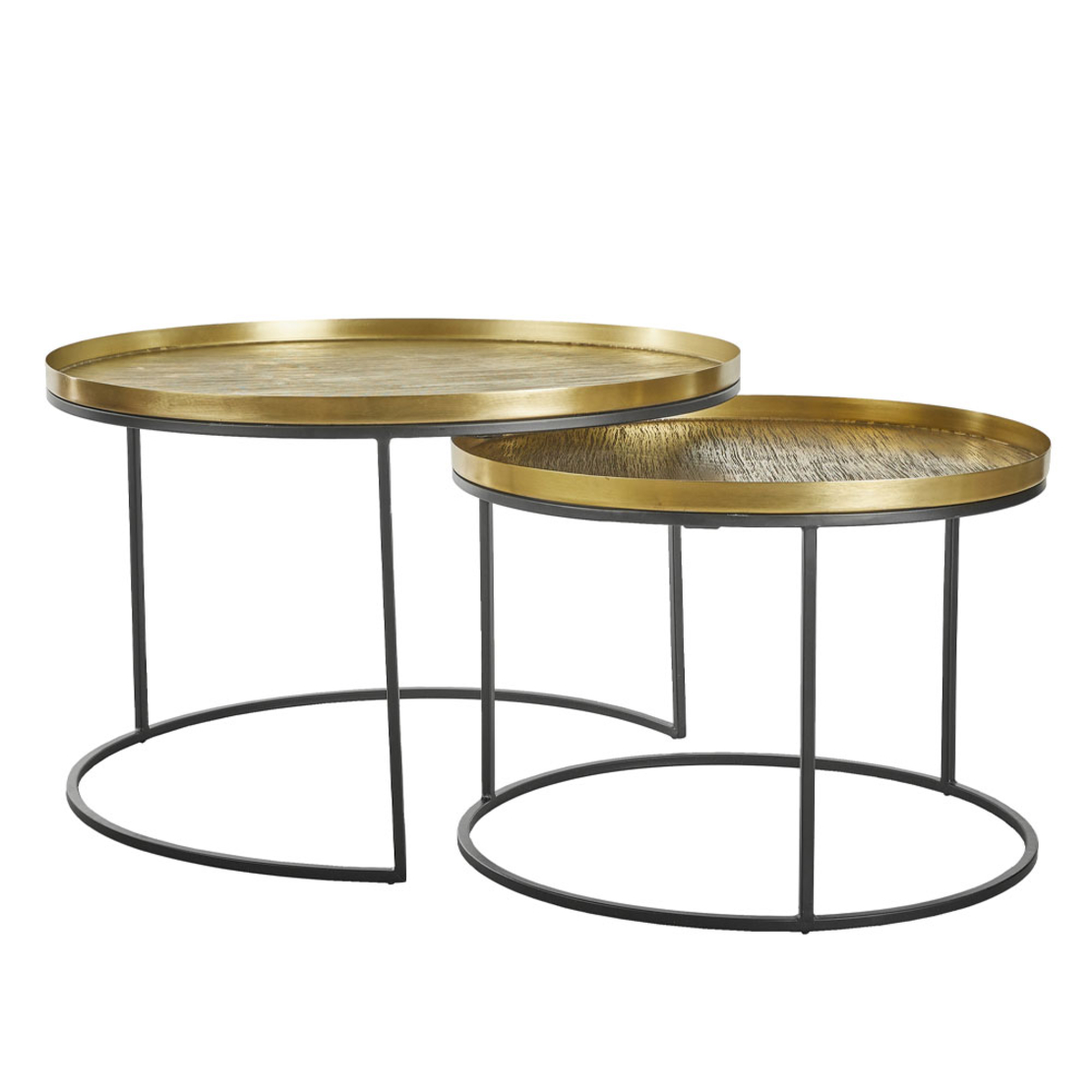 TOTALE COFFEE TABLE SET 2PCS METAL BRASS ANTIQUE BLACK 76x76xH43,5cm IN