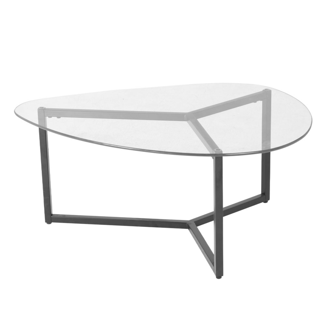 ROCKS COFFEE TABLE SET 2PCS GLASS TRANSPARENT METAL BLACK 82x59xH40cm PRC