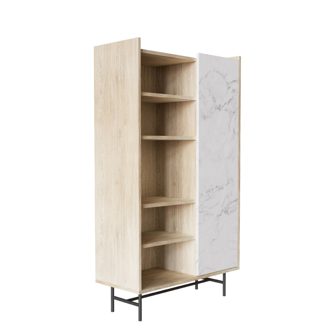 STOCKHOLM BOOKCASE CHIPBOARD WITH MELAMINE CARTA SONOMA DECAPE WHITE WITH MARBLE PATTERN 90x39,5xH160cm E1 PRC