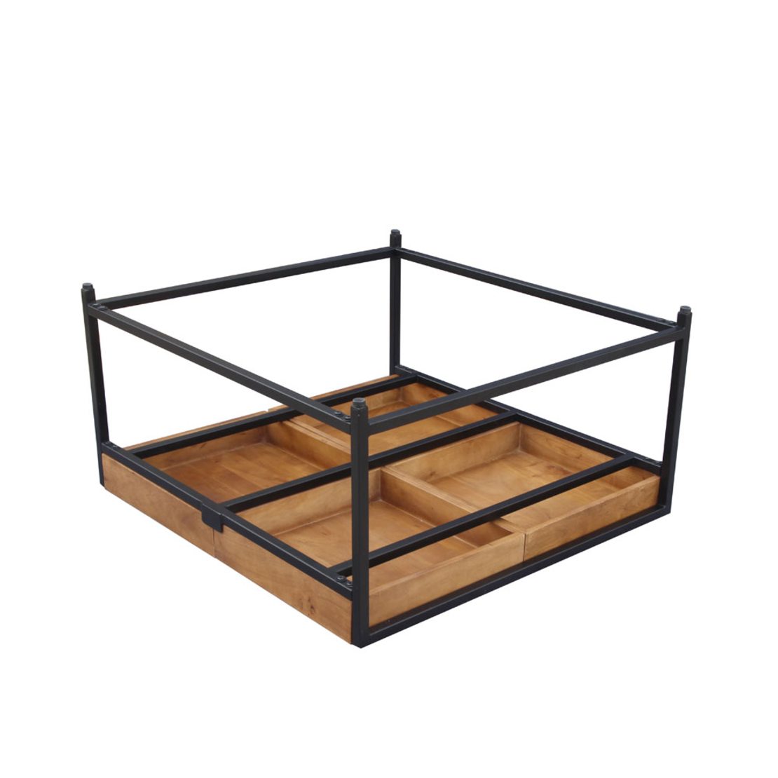COMBO COFFEE TABLE WOOD ACACIA WALNUT METAL BLACK 84x80xH42cm IN
