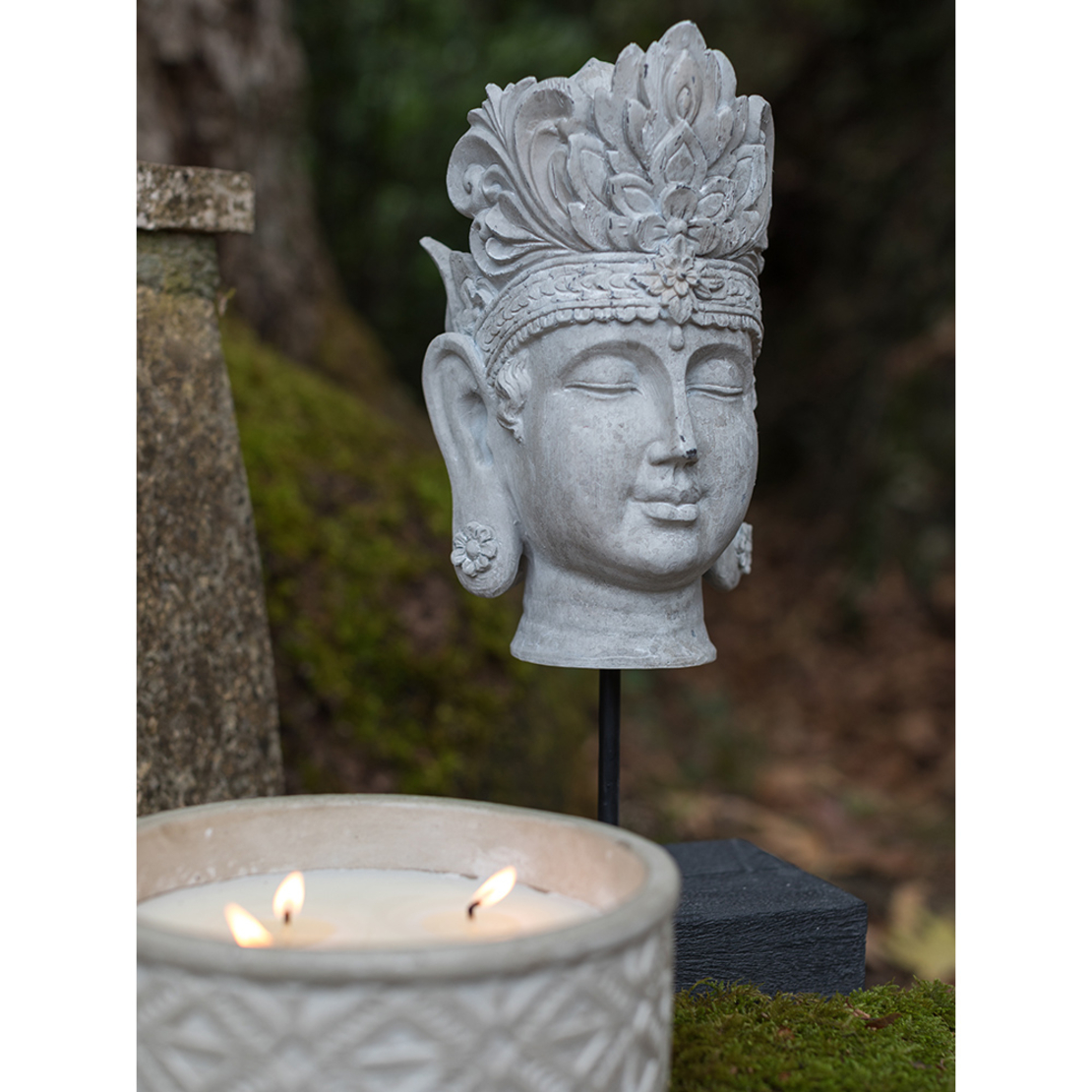 SHRIDEVI DECO BUDDHA POLYRESIN ANTIQUE WHITE BLACK