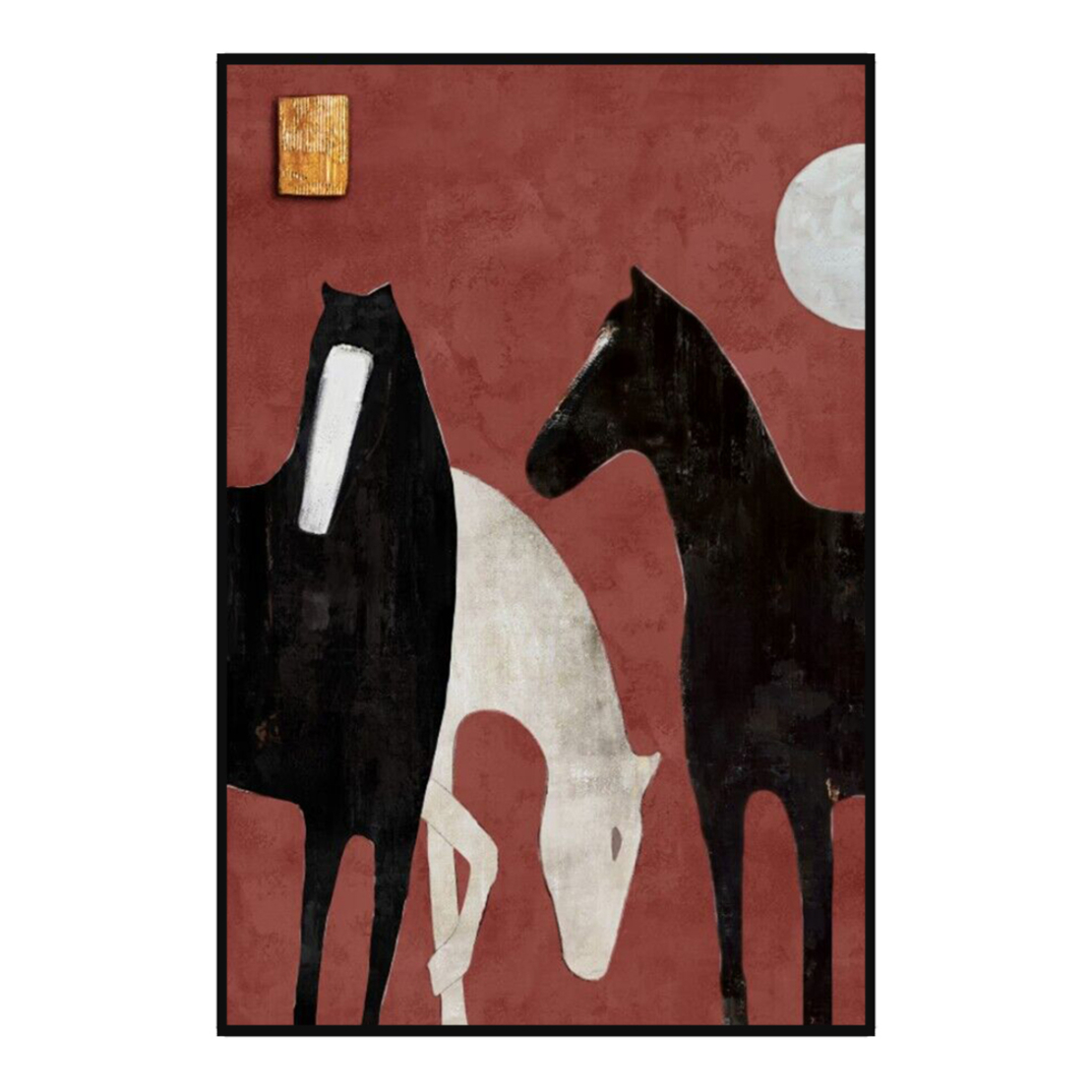 FUTURO HORSE PAINTING CANVAS MULTICOLOR WOOD FRAME