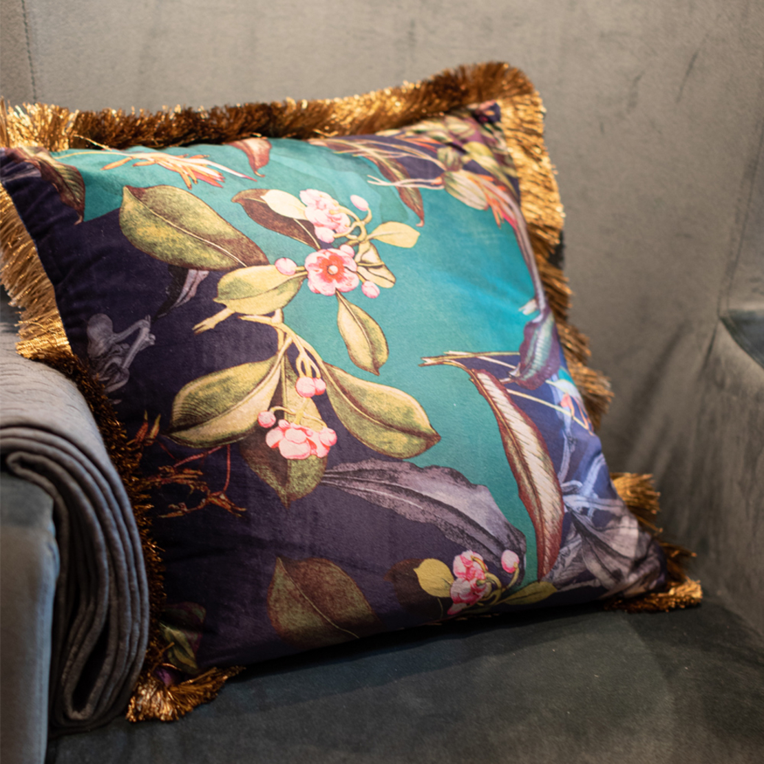 BLOSSOM DECOR CUSHION VELVET POLYESTER MULTICOLOR