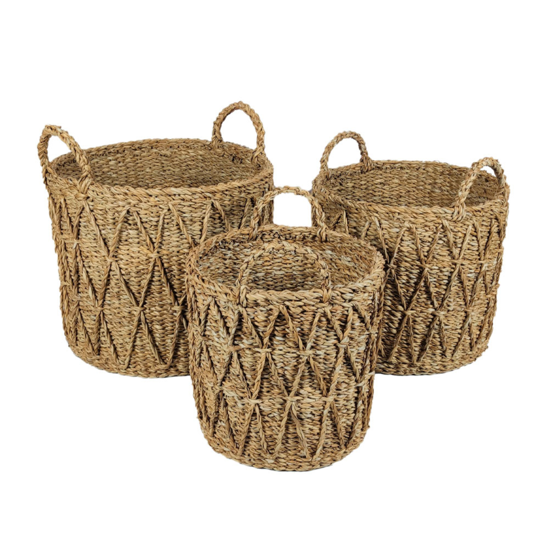 ALMAR BASKET SET 3PCS SEAGRASS NATURAL 36x36xH30cm