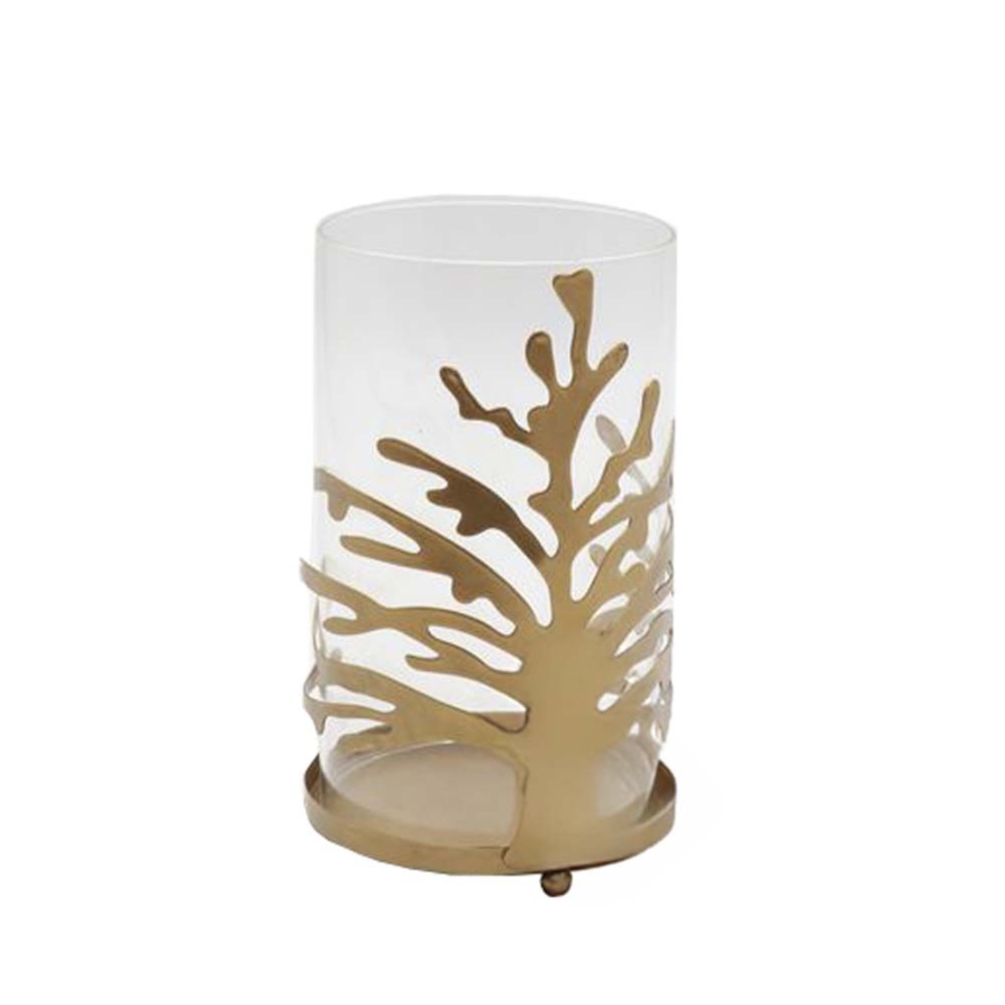 EMBER TEALIGHT HOLDER 10.5x10.5x16 METAL METALLIC GOLD GLASS