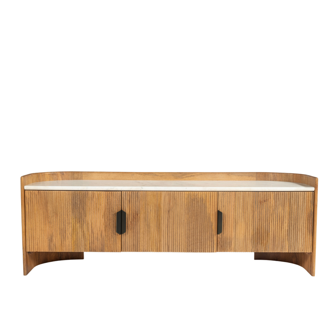ORGANIC BITTER TV STAND 2DOORS WOOD MANGO WALNUT WHITE MARBLE 147x45x50 IN