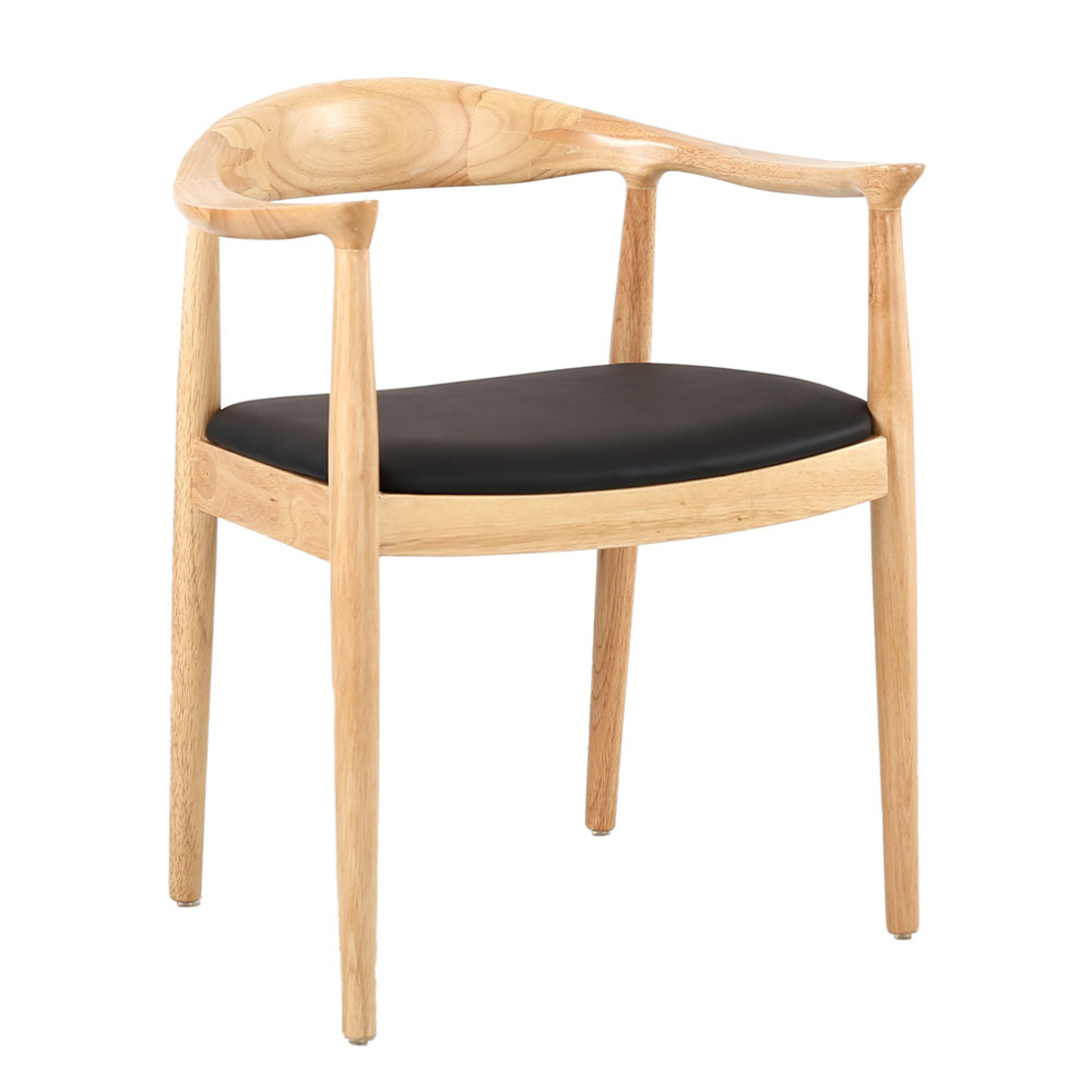 FUJI CHAIR WOOD RUBBERWOOD NATURAL BLACK FABRIC PRC