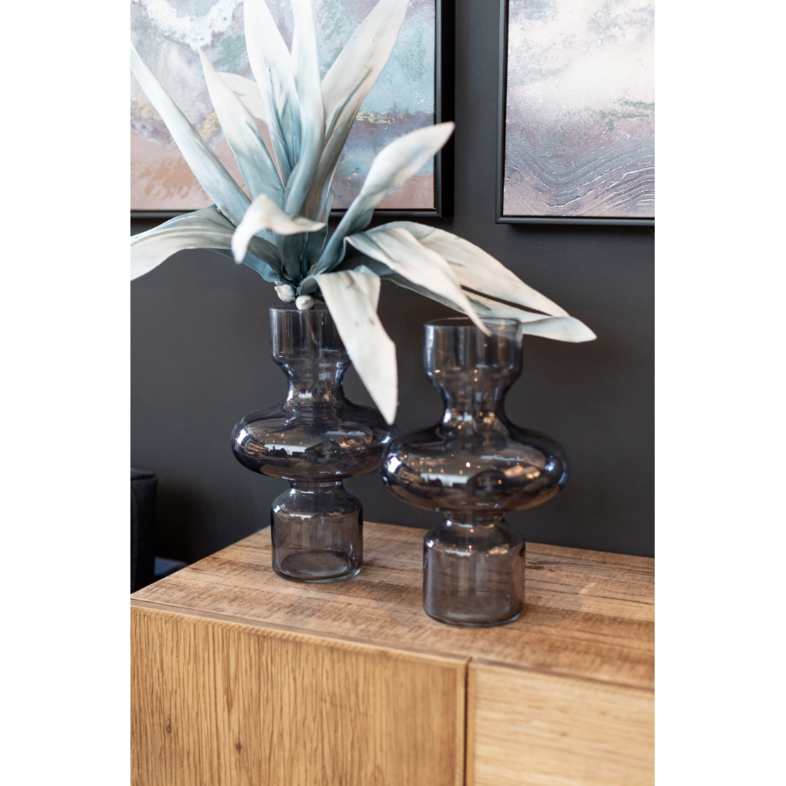 CIRKIN VASE GLASS GREY D20xH30cm PRC