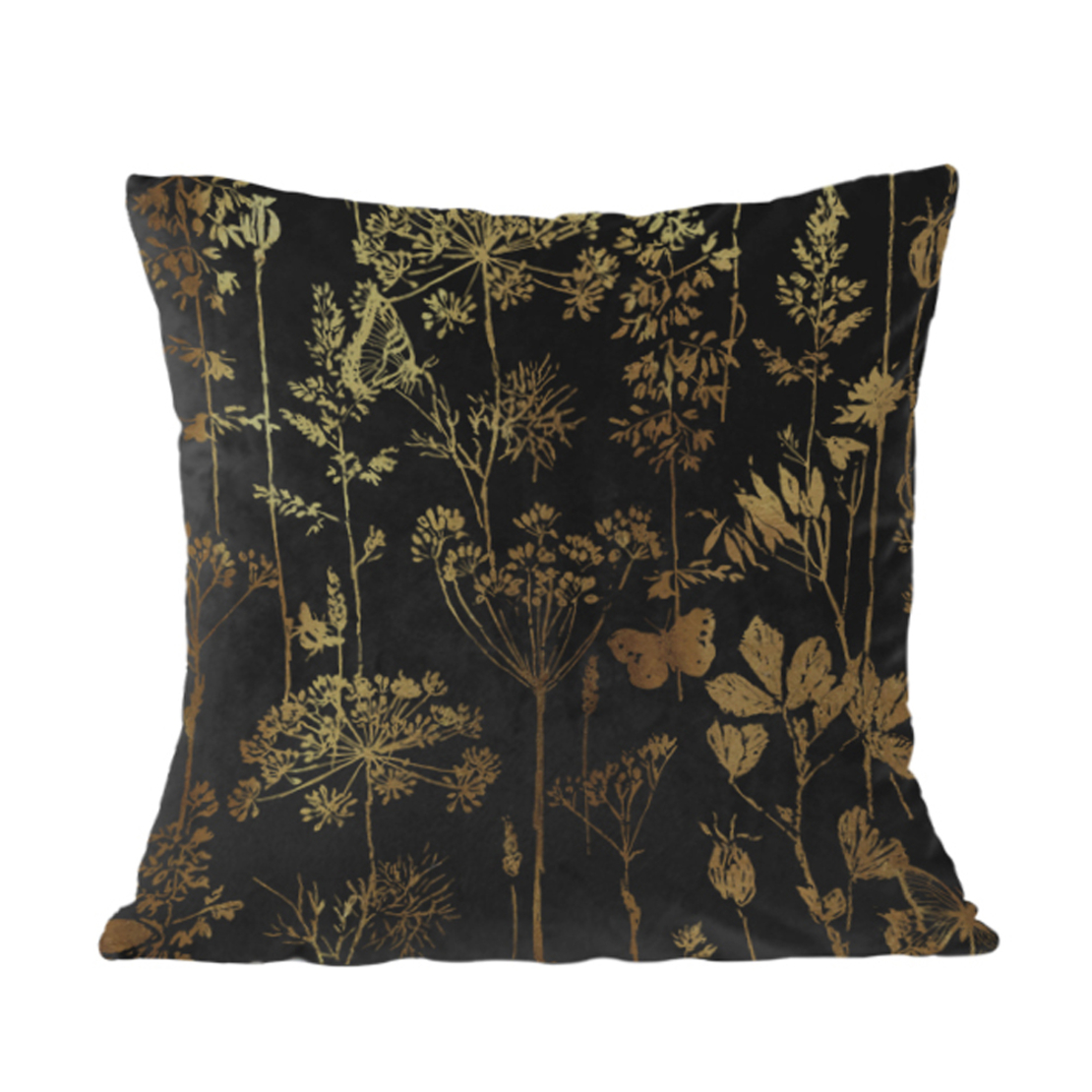 BLOSSOM DECOR CUSHION VELVET BLACK GOLD 45x45cm PR