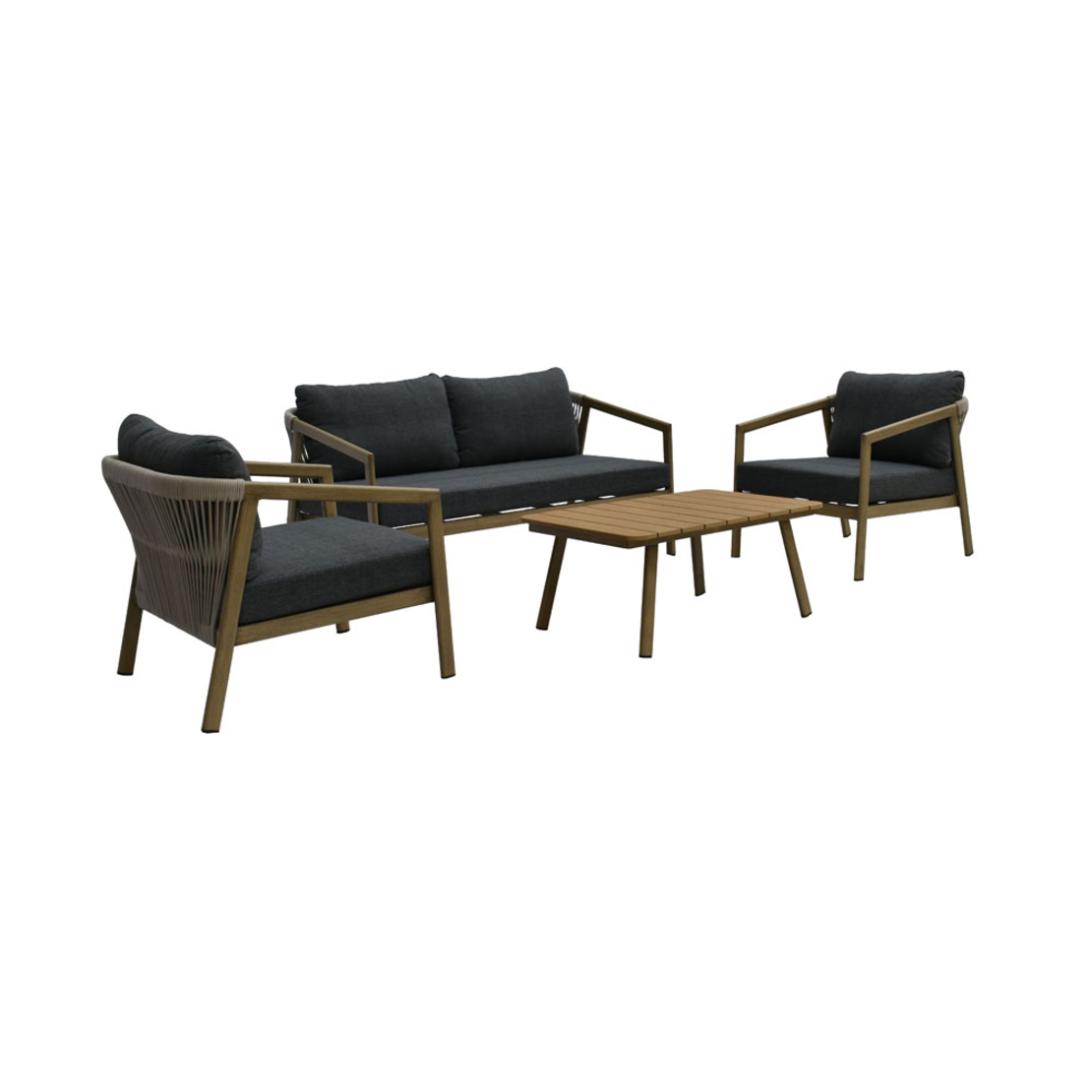 MADERA LOUNGE SET 1+2+1 ALUMINIUM NATURAL GREY PRC