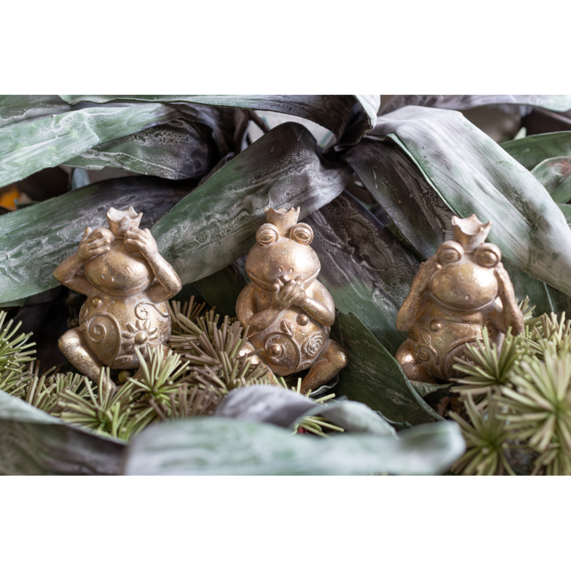 GRENOUILLE 1 DECO FROG POLYRESIN GOLD 12,2x9,4xH22