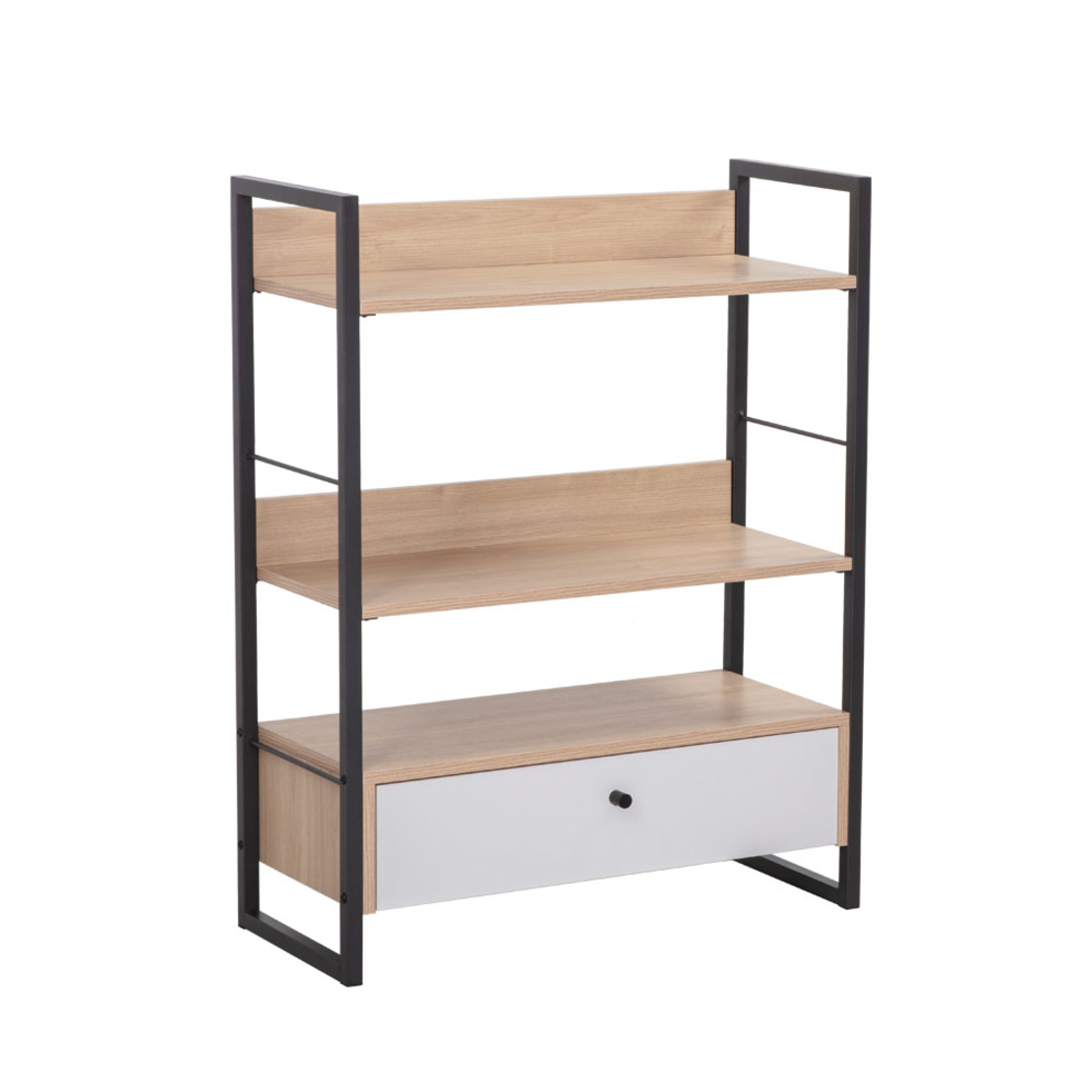 TRILOGY BOOKCASE MELAMINE NATURAL BLACK 70x30xH90c