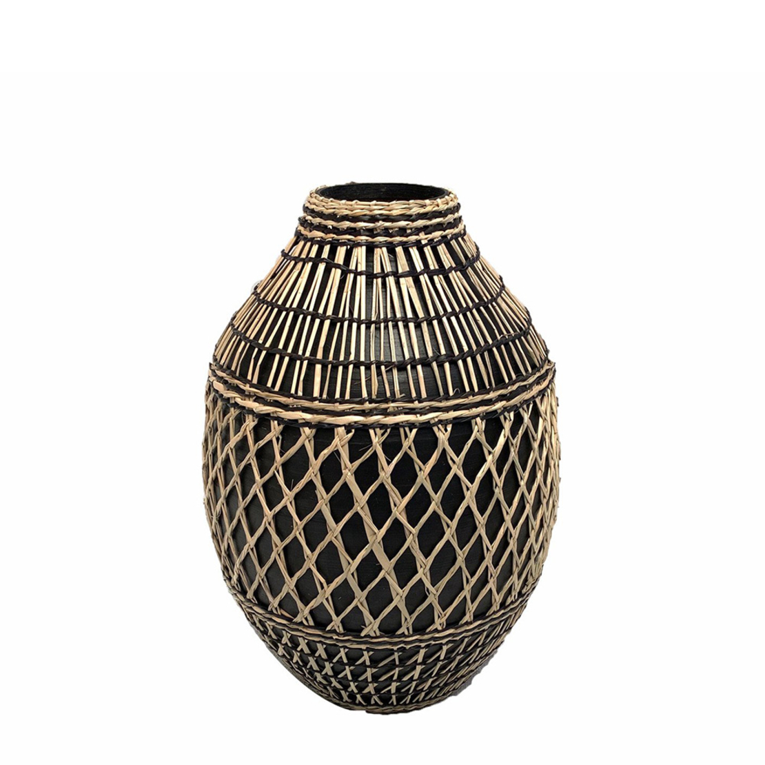 JABBAR VASE BAMBOO BLACK NATURAL 26x26xH38cm VN