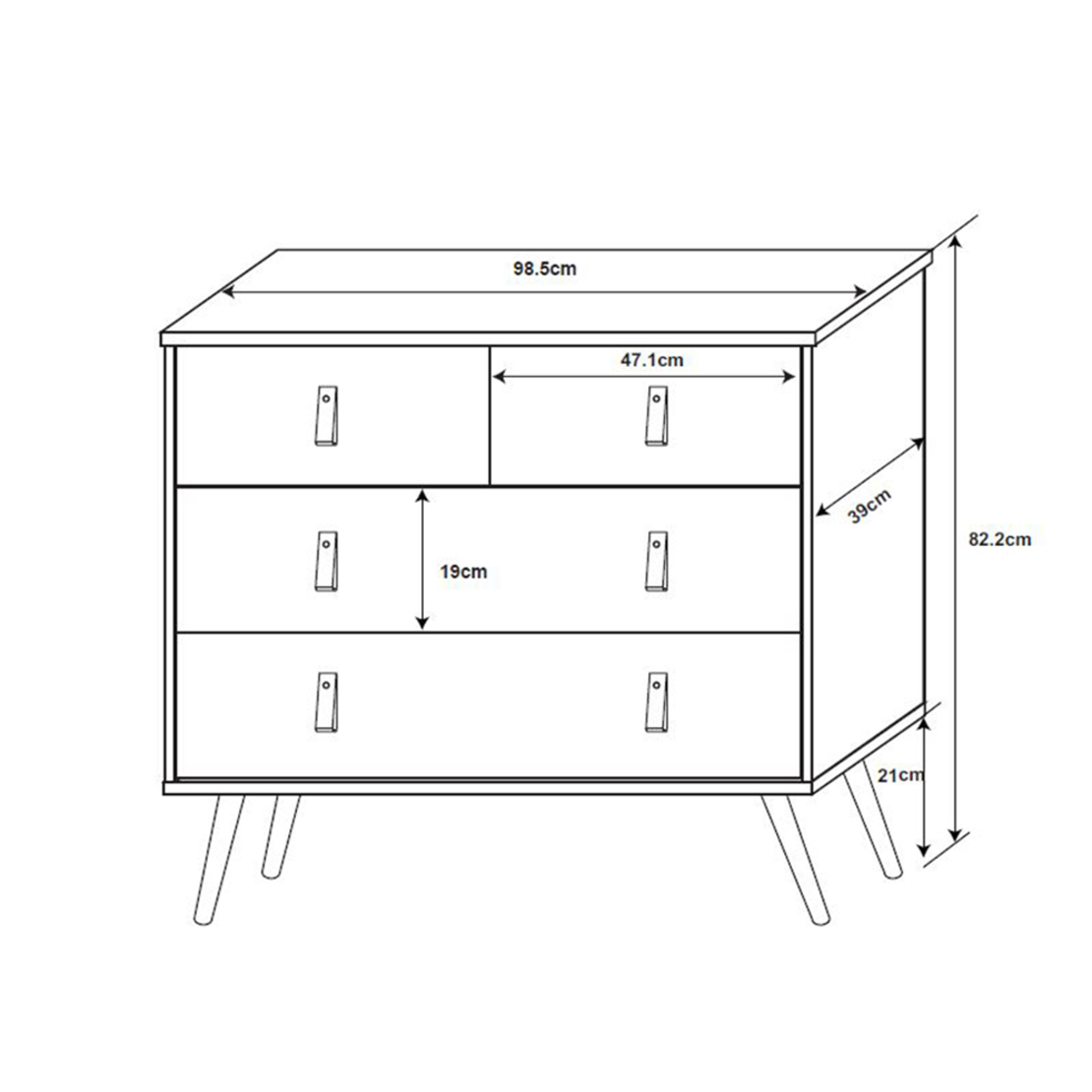 OMNIA COMMODE CHIPBOARD WITH MELAMINE CARTA BLACK WOOD RUBBERWOOD SONOMA WITH PATTERN E1 PRC