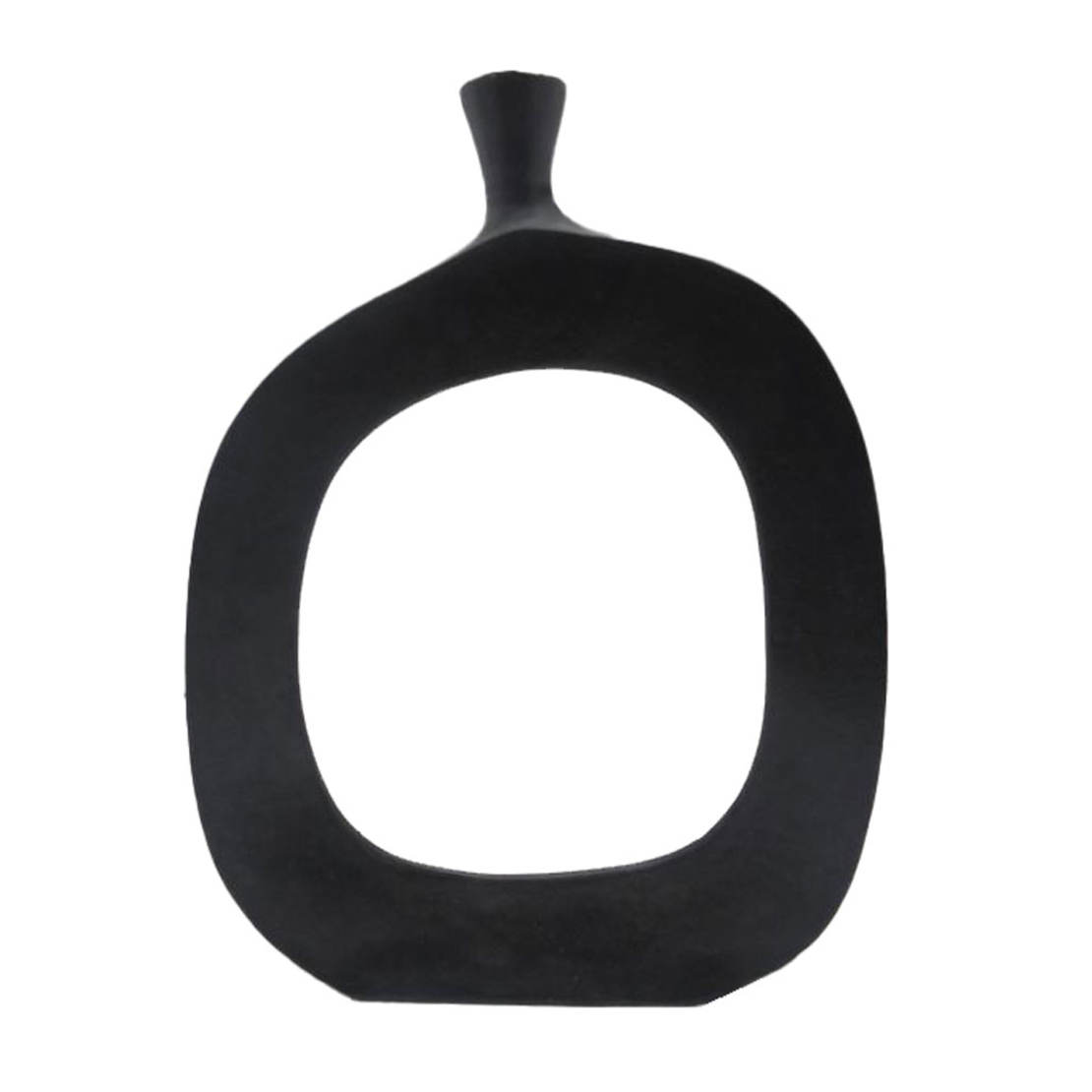 ABSTRACT OVAL VASE ALUMINIUM BLACK 36,75x5,75xH48,