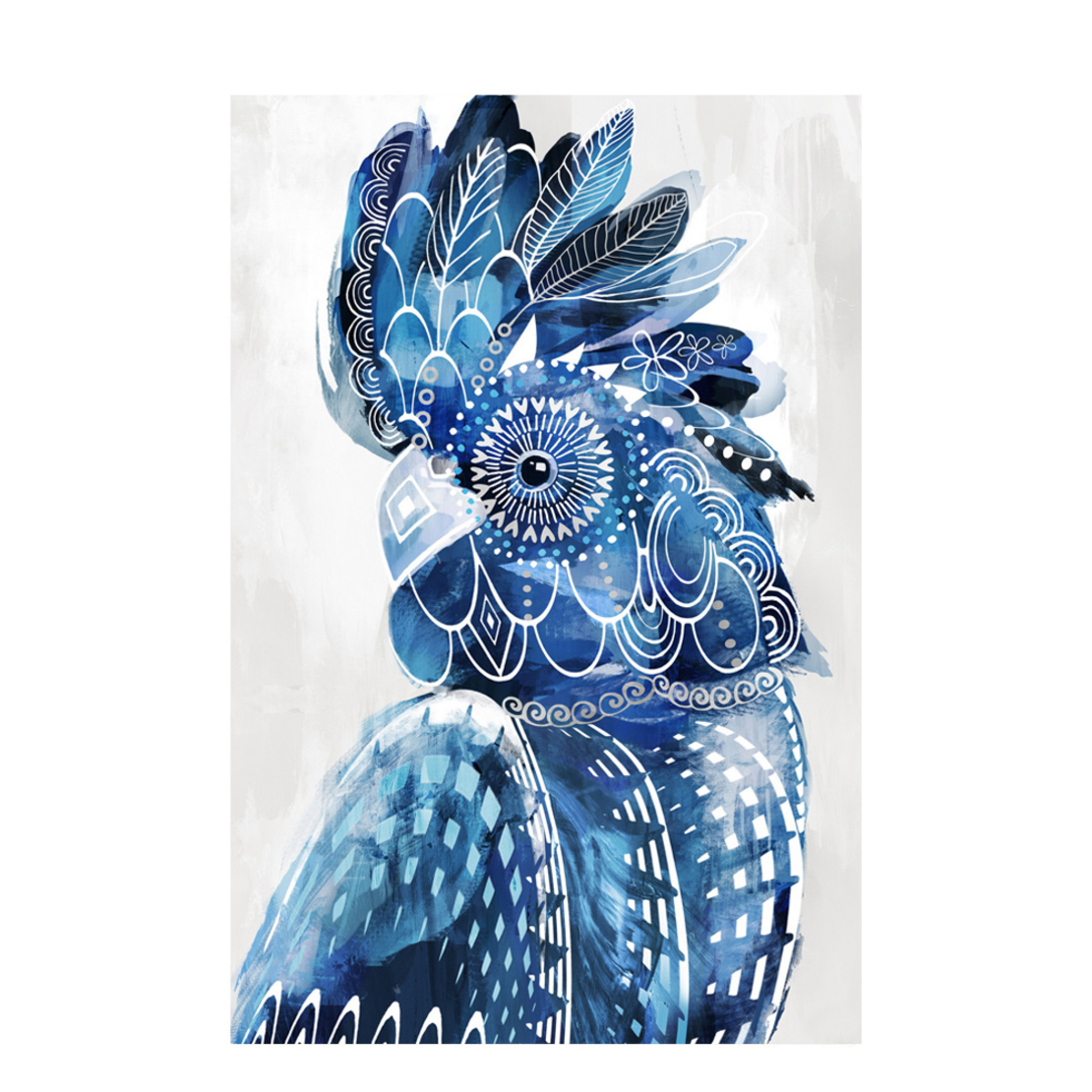 BLUE MAJOR PAINTING CANVAS WHITE BLUE WOOD 80x120x