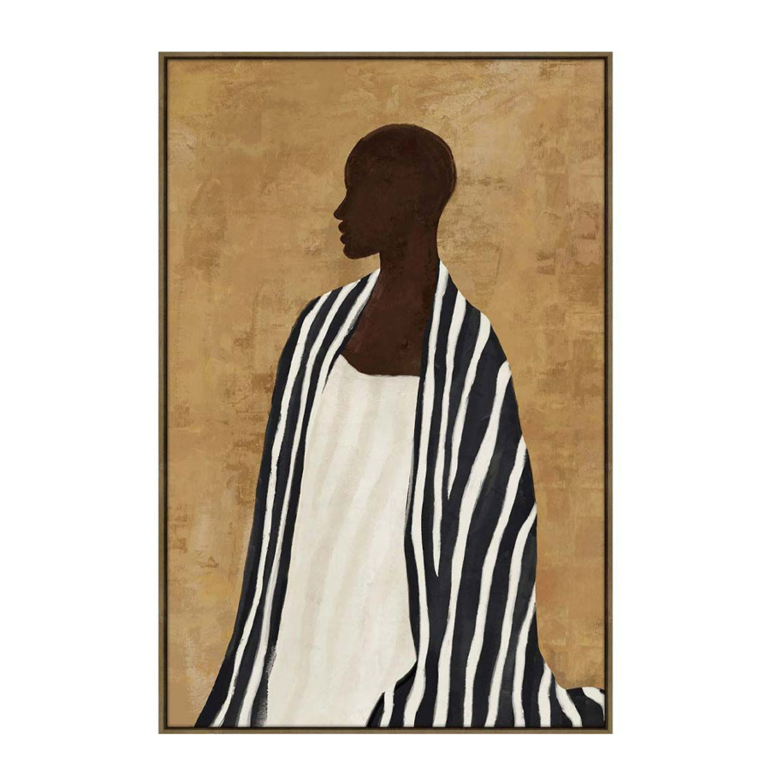 TIMELESS ELEGANCE A PAINTING DECORATIVE WITH FRAME 80x120x4 CANVAS BROWN BEIGE PP BLACK
