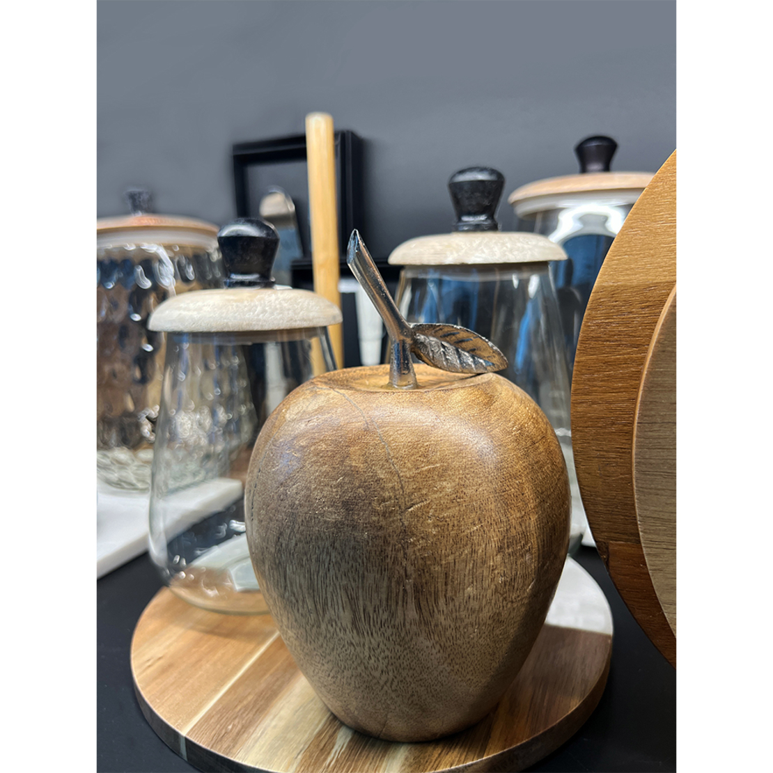 MALLO DECO APPLE WOOD MANGO NATURAL SILVER D14xH20