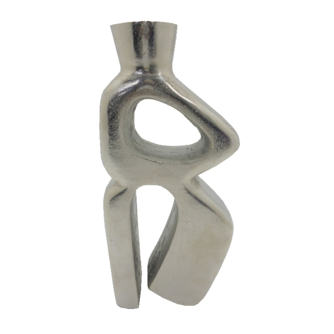 MODERN VASE ALUMINIUM SILVER NICKEL 15,25x6,25xH38
