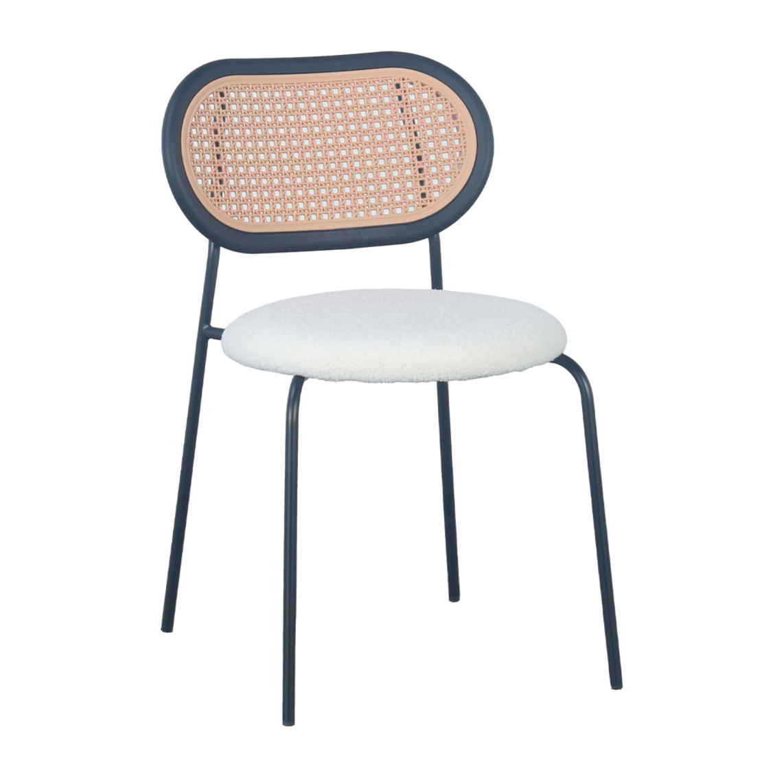 VINTAGE CHAIR FABRIC OFF WHITE METAL BLACK E1 PRC