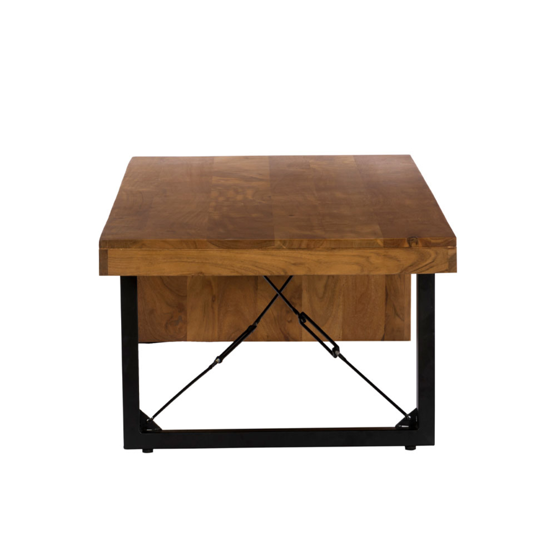 WIRE COFFEE TABLE WOOD ACACIA WALNUT METAL BLACK 120x60xH40cm IN