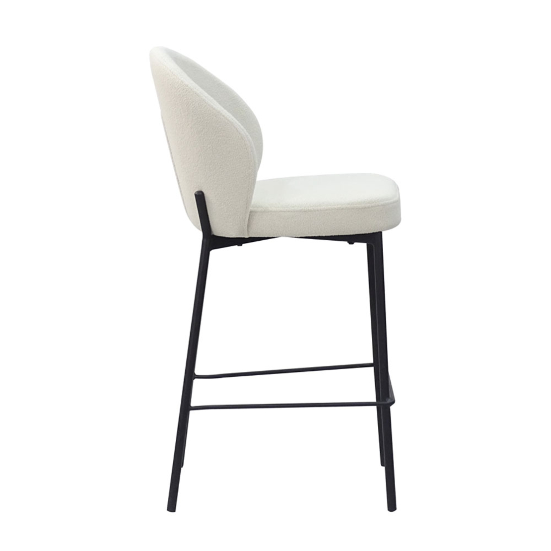 LUNE STOOL BAR FABRIC WHITE METAL BLACK PRC
