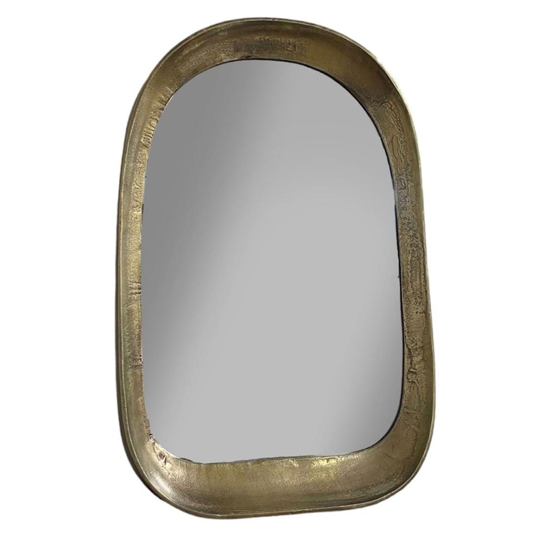 CURBO MIRROR ALUMINIUM BRASS ANTIQUE 57x9.5x90 IN