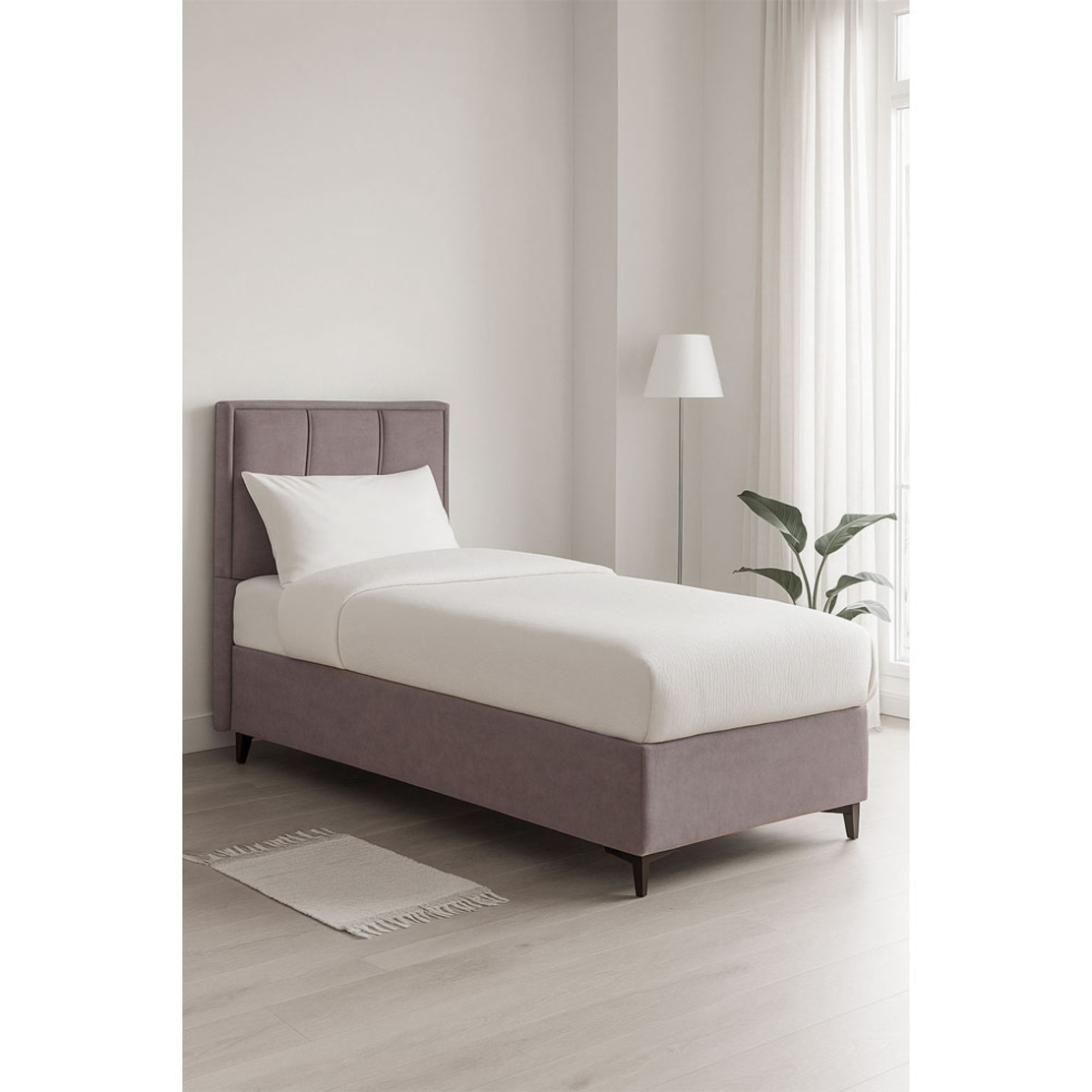 PIANO BED WITH STORAGE (FOR MATTRESS 90x200cm) FABRIC MUSHROOM 05-780 E1 TR