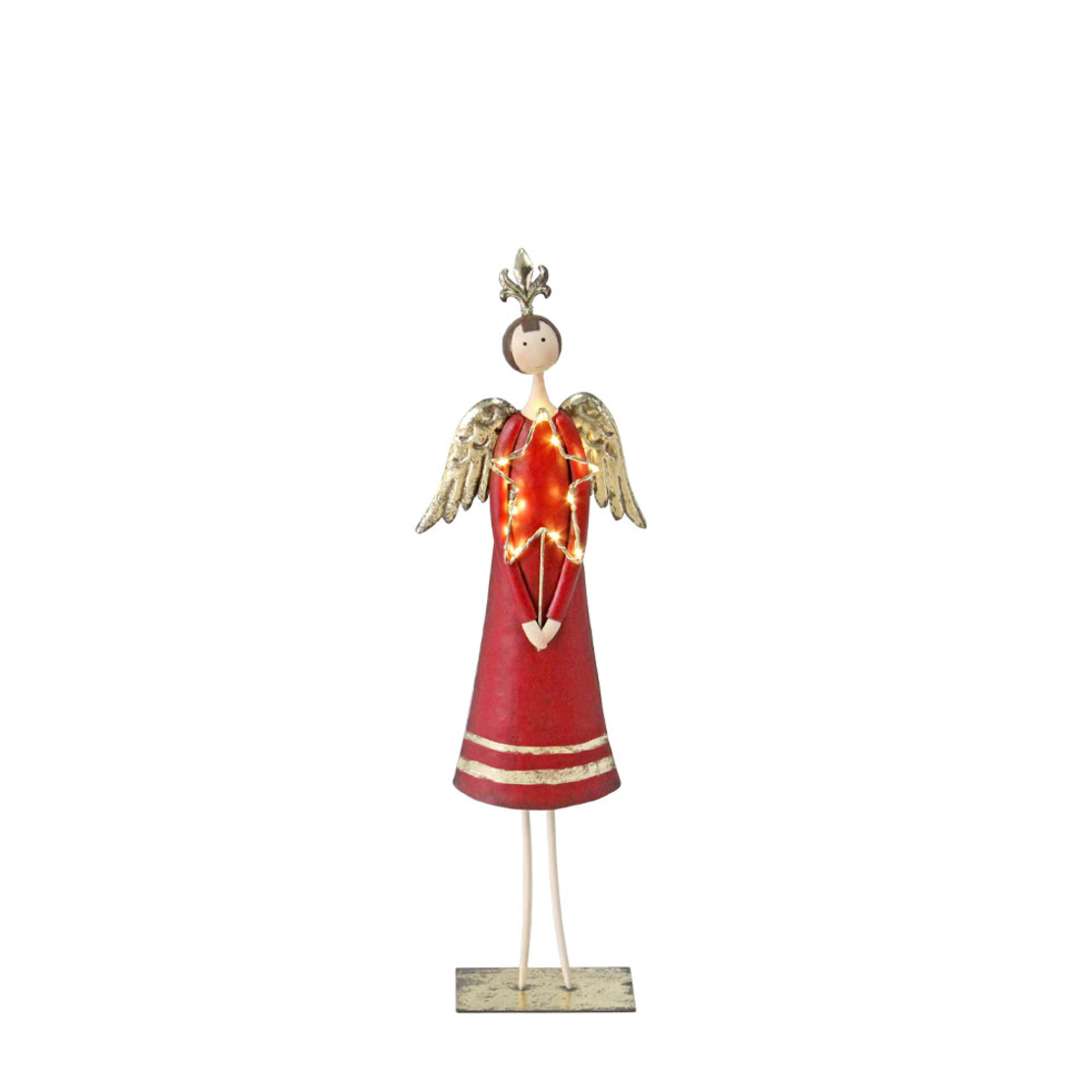 XMAS ANGEL GIRL B ANGEL METAL RED GOLD 18x8xH61cm