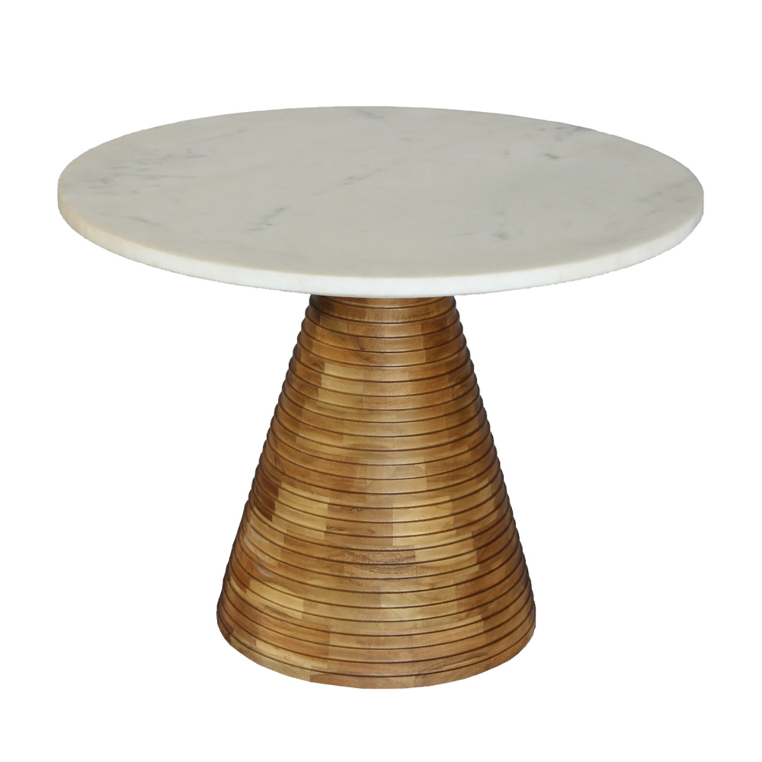 SAVOA SIDE TABLE MARBLE WHITE WOOD ACACIA WALNUT 60x60xH45cm IN