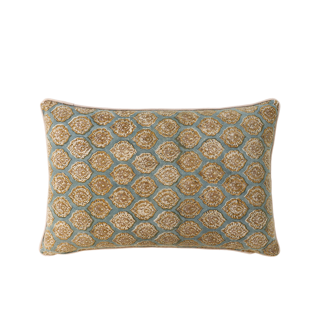 VENETIAN DECOR CUSHION COTTON VISCOSE AQUA GOLD 40