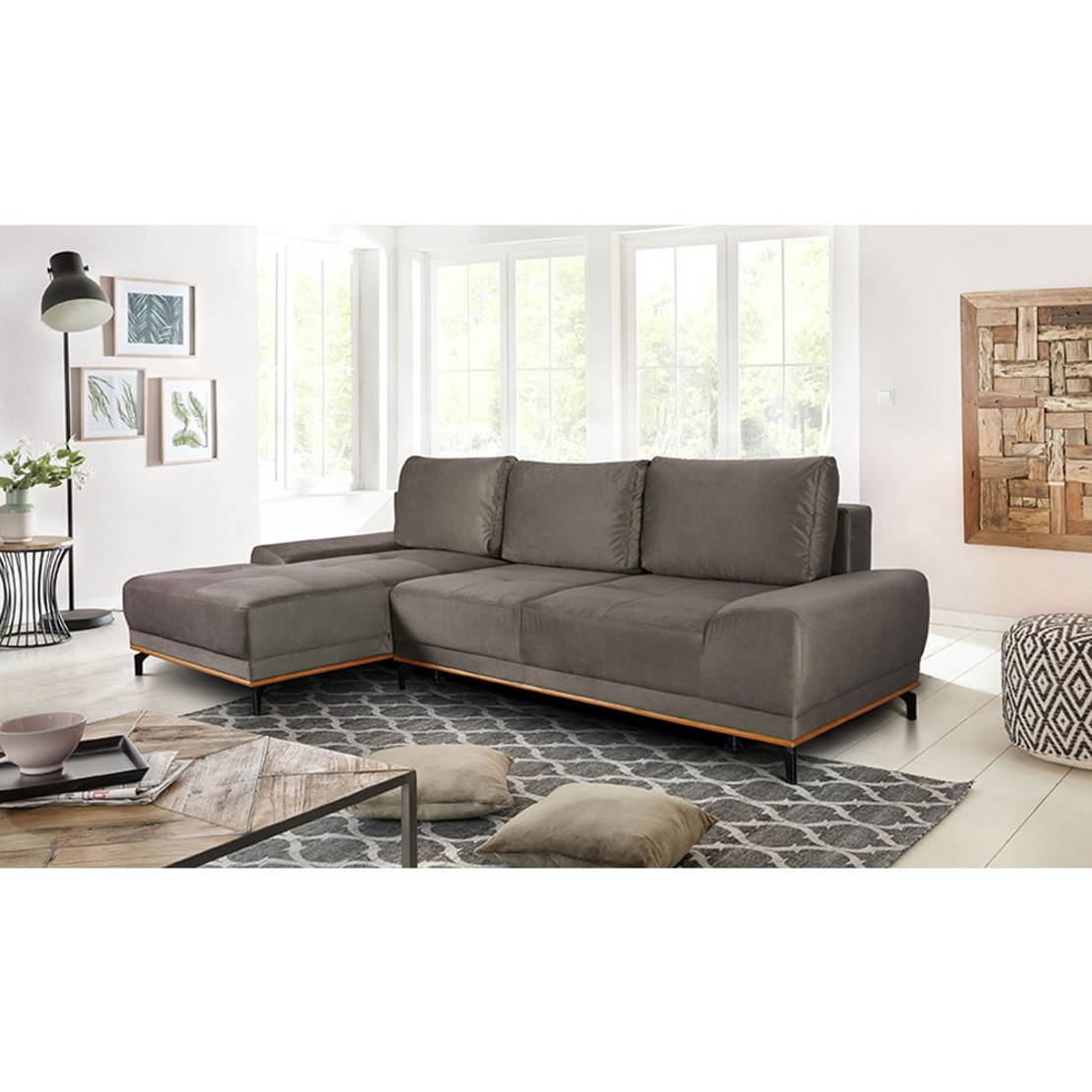 NATURA SOFA BED CORNER LEFT EASY CLEAN FABRIC TAUPE E1 EU