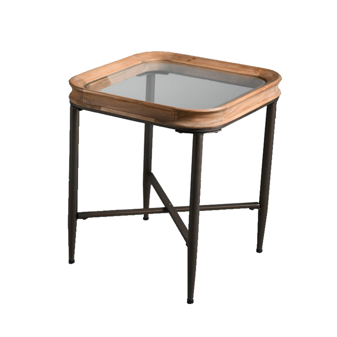 MARAIS SIDE TABLE WOOD NATURAL METAL BLACK 45x45xH