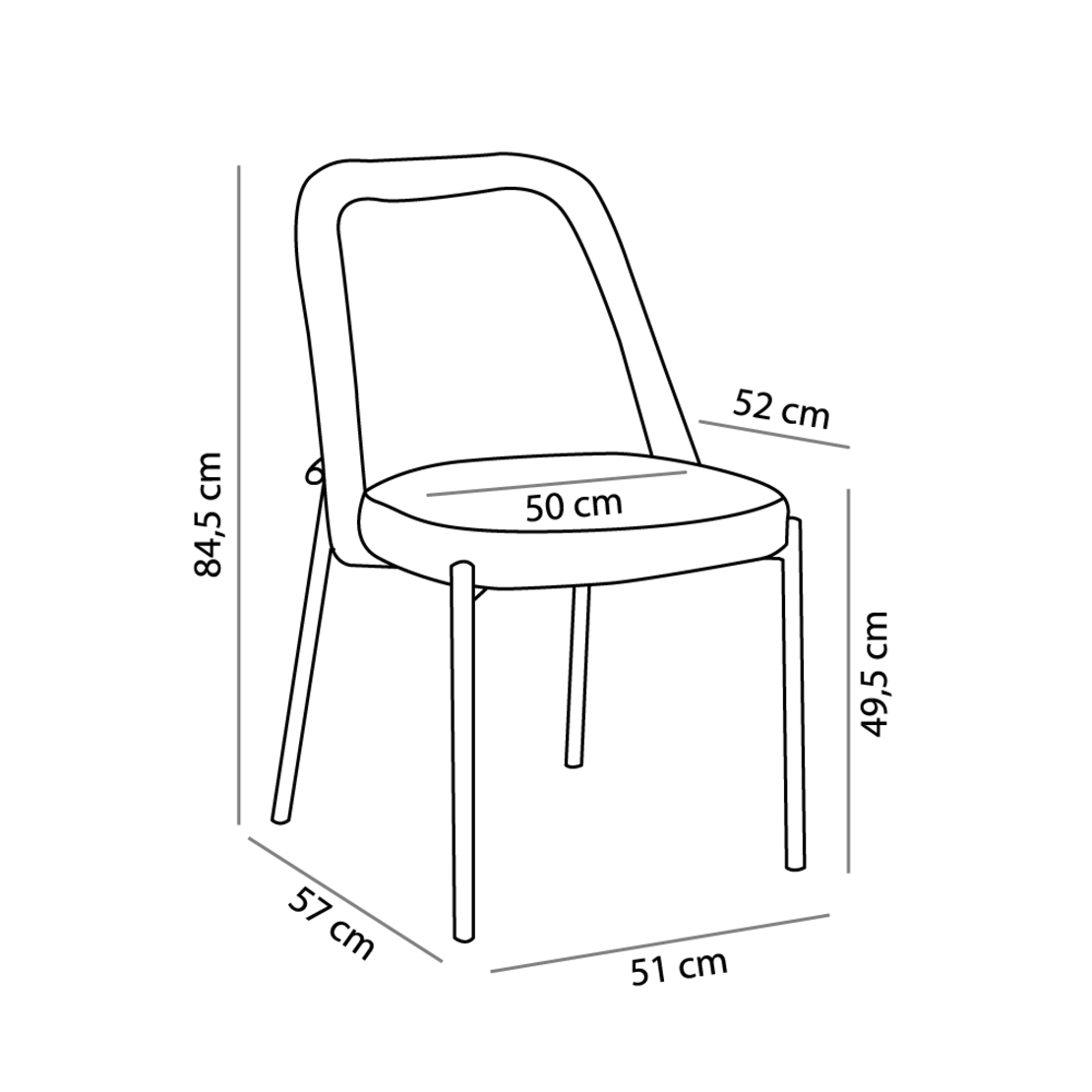 LUJO CHAIR FABRIC GREY LIGHT METAL BLACK MAT E1 PRC