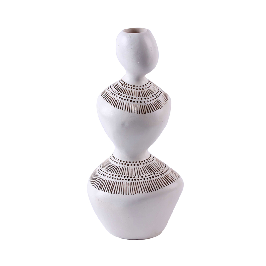 OVOCIE 1 VASE POLYRESIN WHITE BROWN 13,5x11,5xH28c