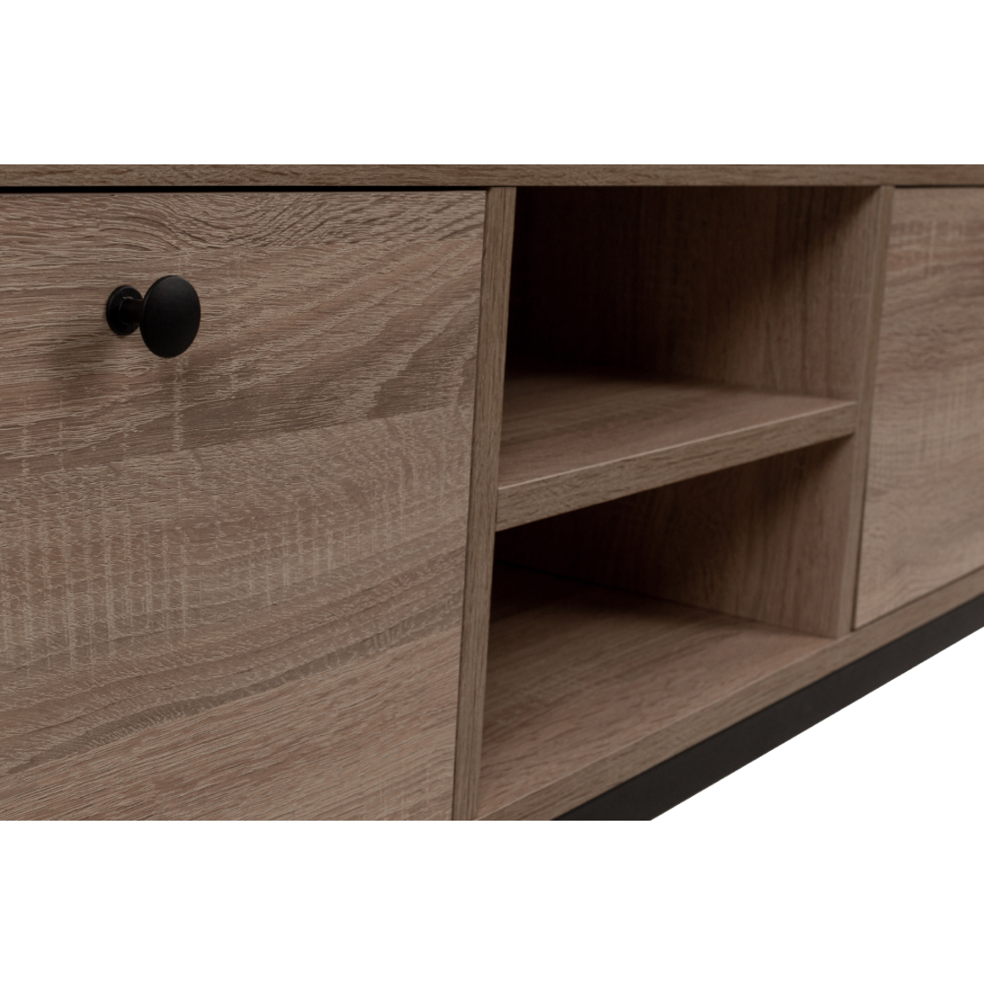 OGGI TV STAND MELAMINE SONOMA BLACK METAL 150x35xH45cm E1 TR