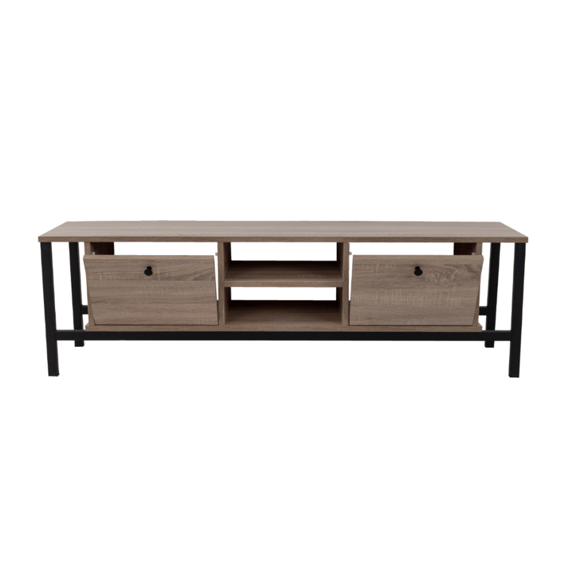 OGGI TV STAND MELAMINE SONOMA BLACK METAL 150x35xH45cm E1 TR