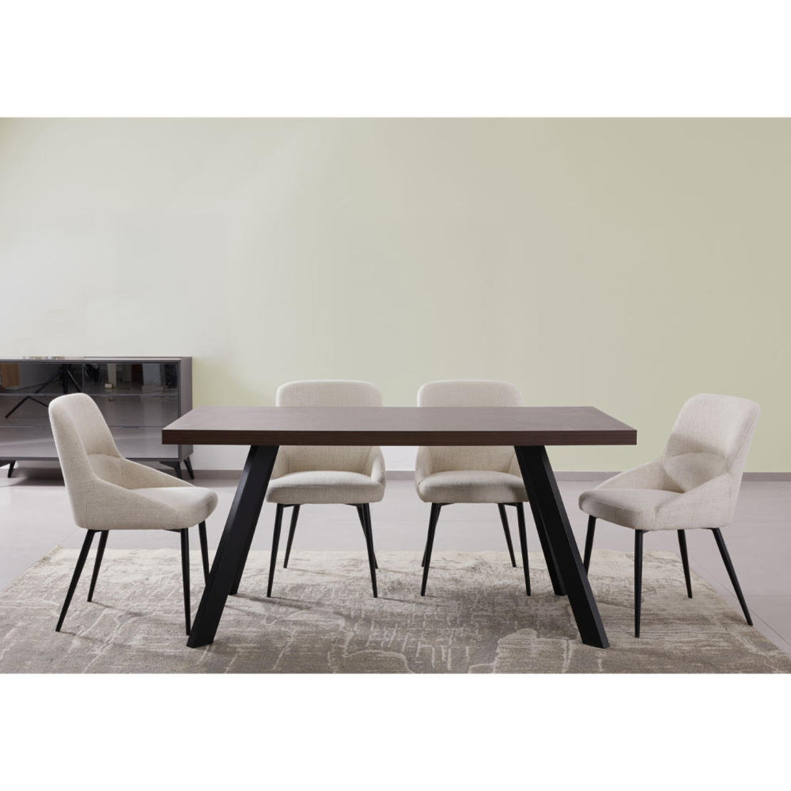 VILLE TABLE MELAMINE WALNUT MELAMINE BLACK 160x80x76 E1