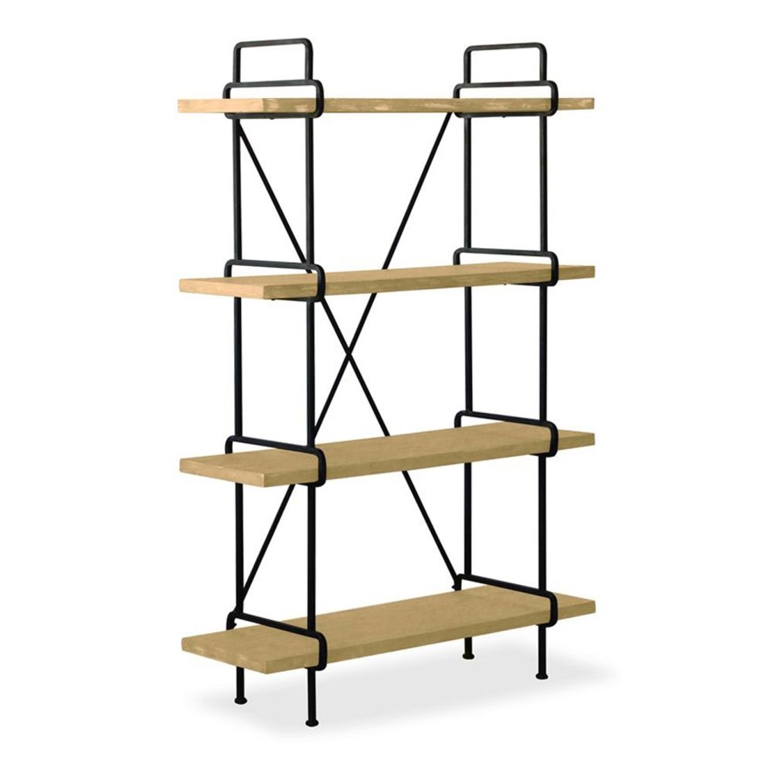 STAPLES BOOKCASE 4SHELVES VENEER FIRWOOD WHITE WASHED METAL BLACK 110x40xH170,5cm E1 PRC
