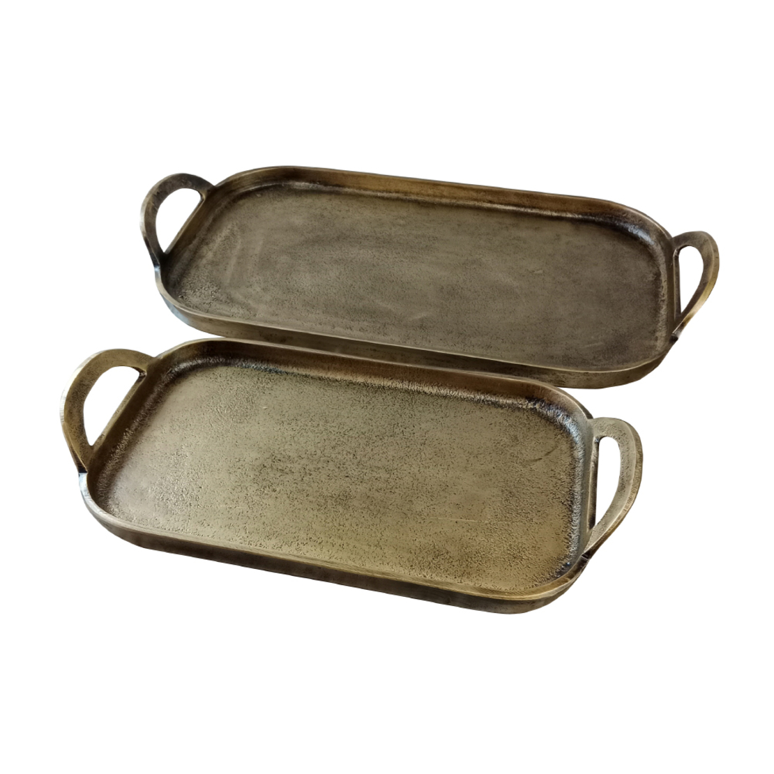 KIRAT TRAY SET 2PCS ALUMINIUM GOLD ANTIQUE 46-36x2