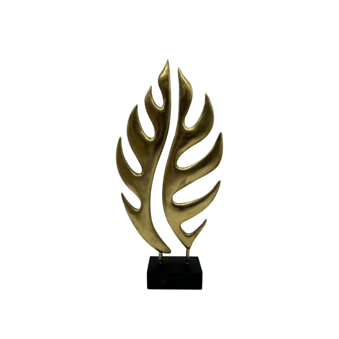 LEAF 3 DECO LEAF POLYRESIN GOLD BLACK 19,9x5,9xH41