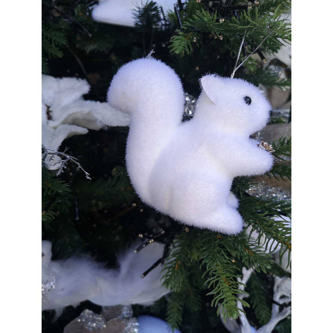 XMAS POWDER SQUIRREL 2 SQUIRREL POLYFOAM PLASTIC W