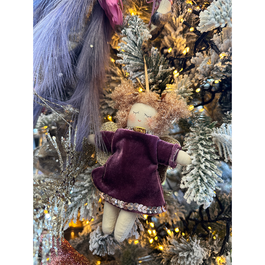 XMAS PIXIE GIRL PENDANT ANGEL FABRIC PINK WHITE 11