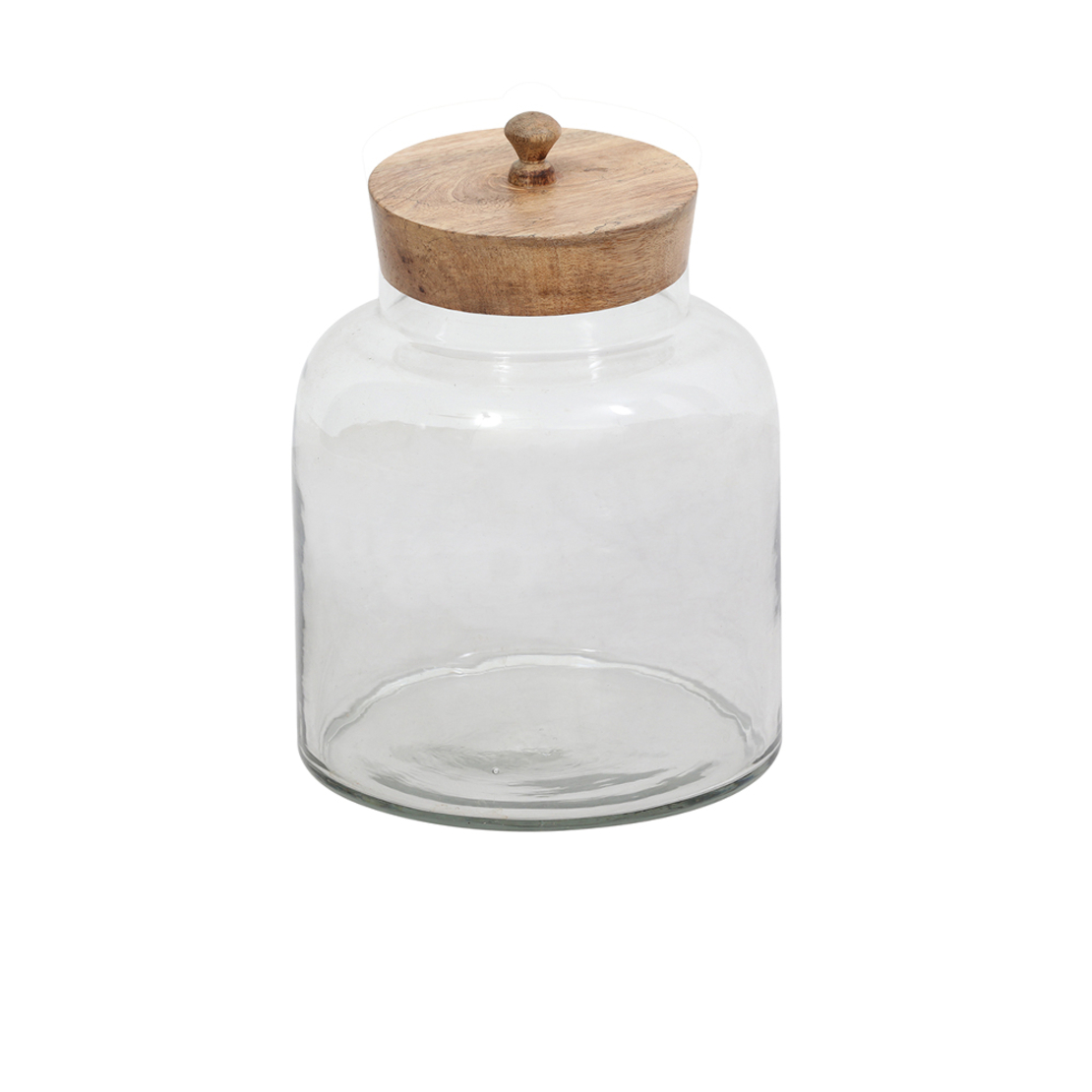 POLET L STORAGE JAR WITH LID GLASS WOOD NATURAL TR
