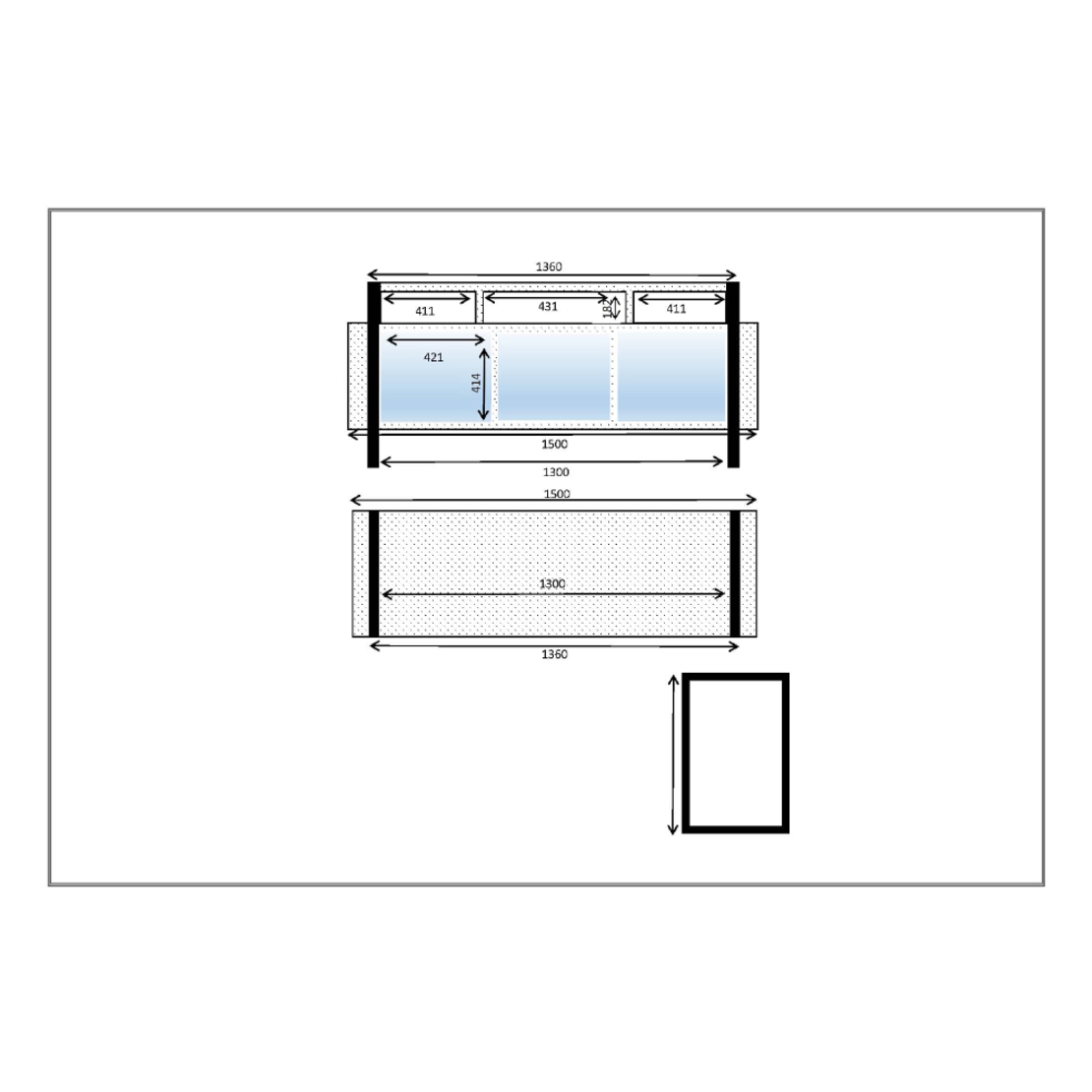 WAGON TV STAND MELAMINE SONOMA BLACK STONE METAL 150x40xH60cm E1 TR