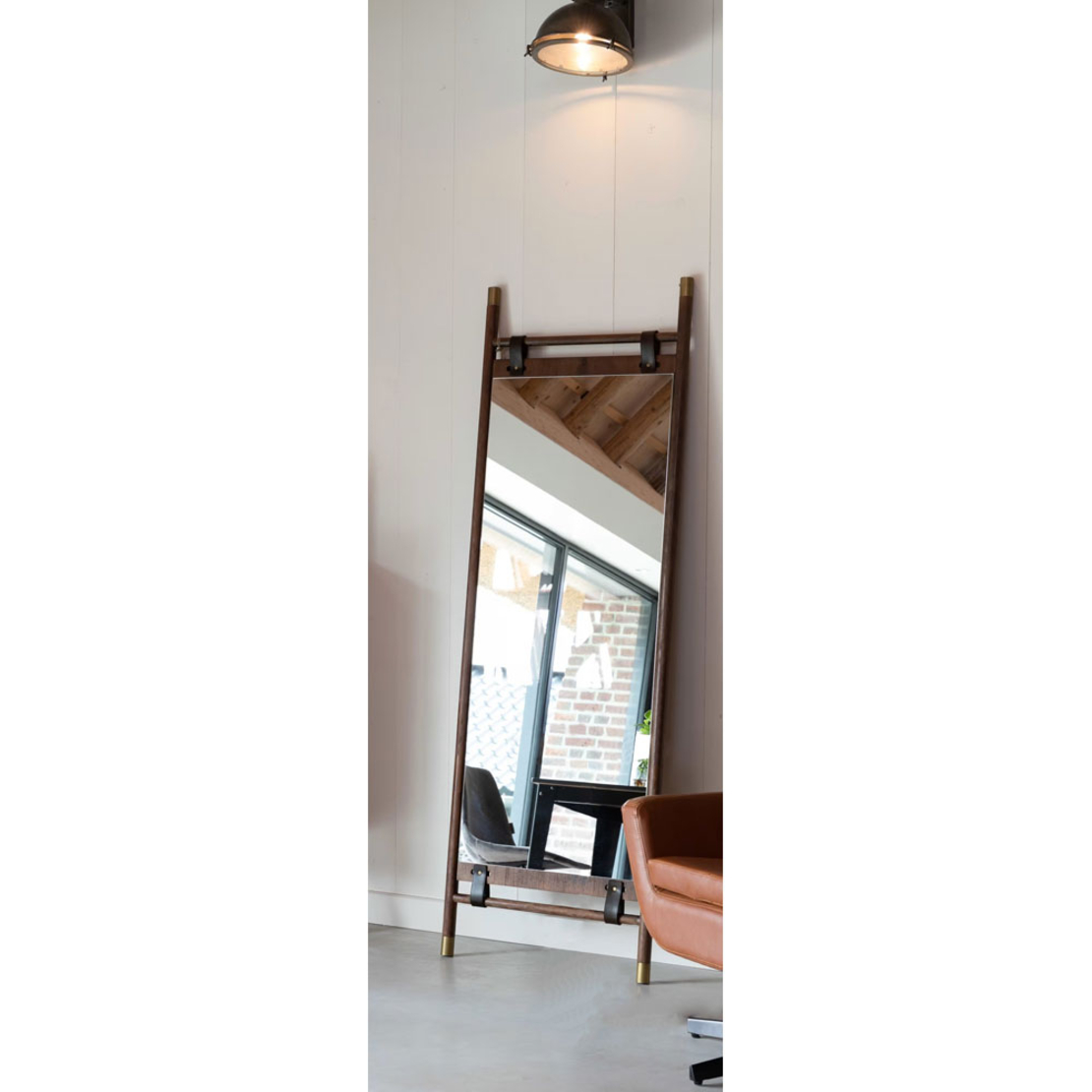 MONASTERY MIRROR STANDING WOOD WALNUT GOLD 65xH180