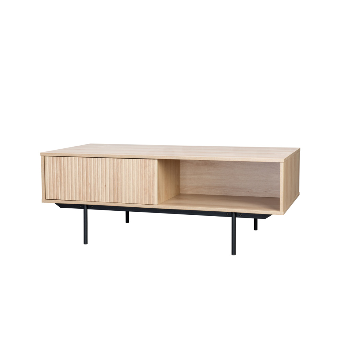 RIGOTE COFFEE TABLE 1DRAWER CHIPBOARD WITH MELAMINE CARTA SONOMA METAL BLACK 120x59xH45cm E1 PRC