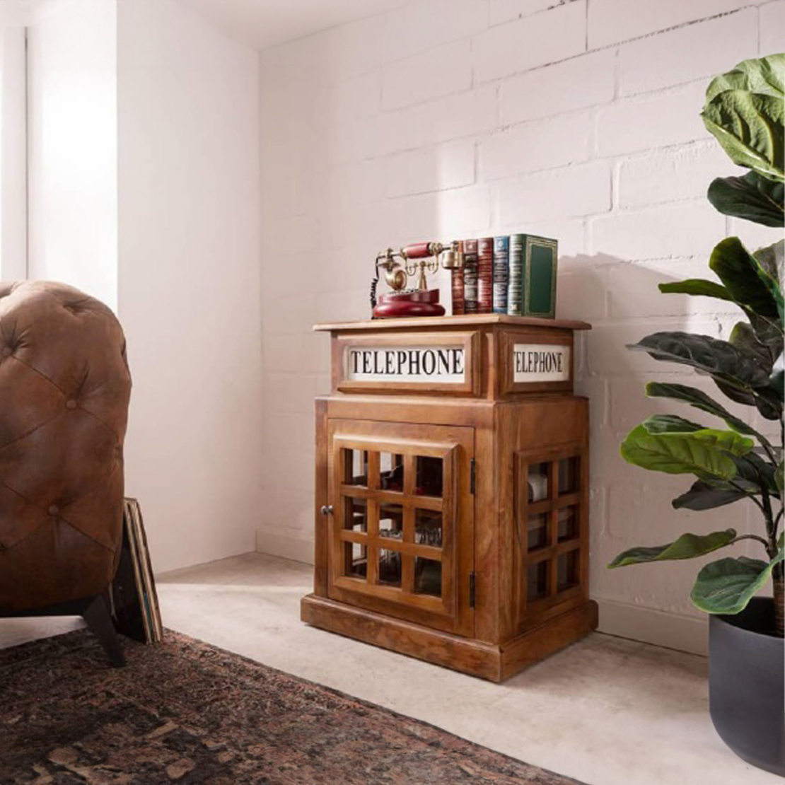 MINI LONDON SIDE TABLE WOOD MANGO NATURAL GLASS 51