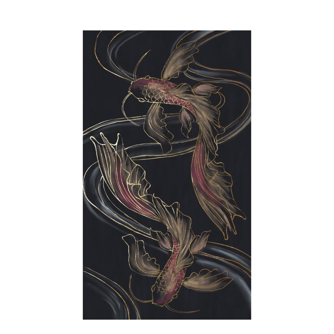 FISH IN LOVE PAINTING CANVAS MULTICOLOR 70x120xH3,