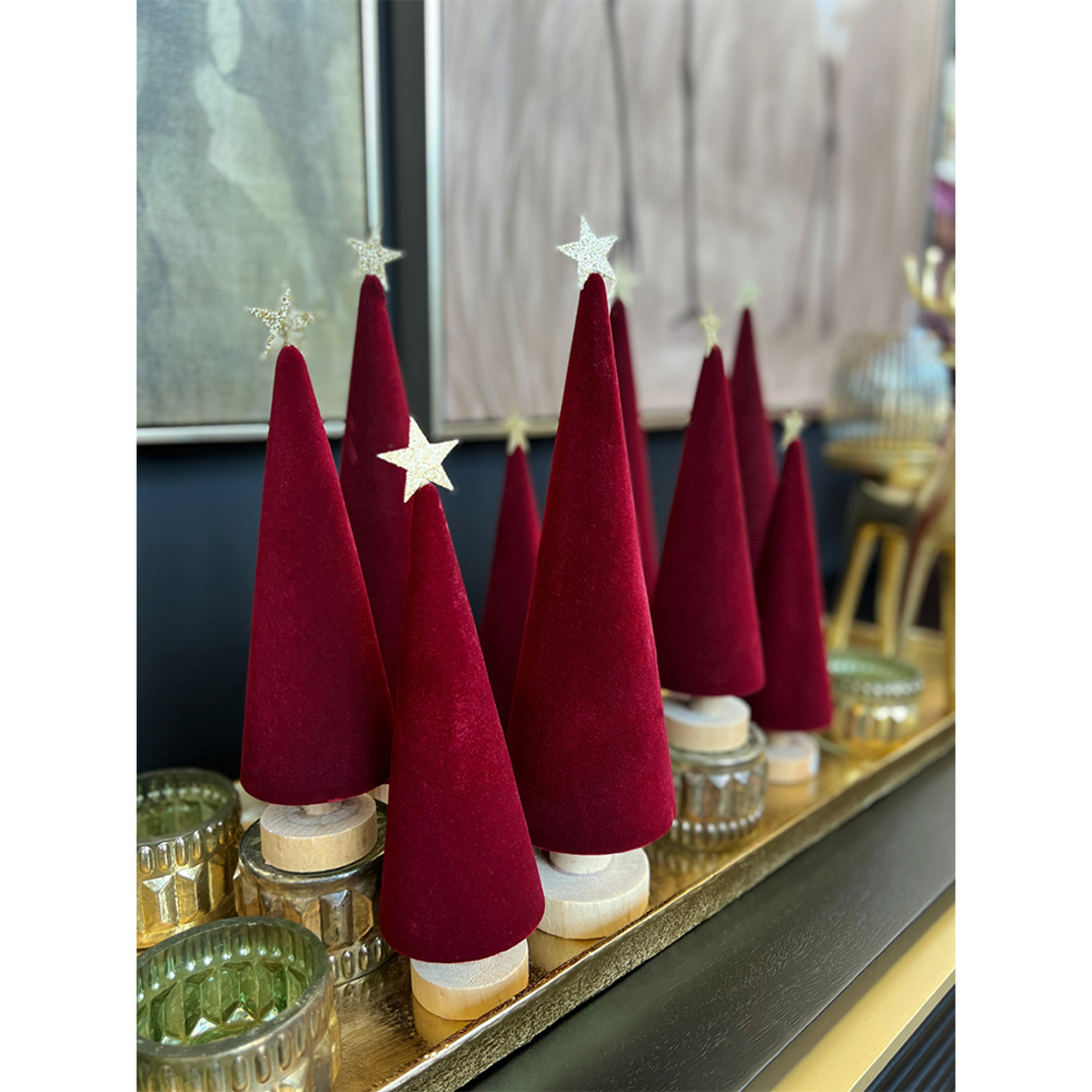 XMAS BORDO 5 TREE PINEWOOD BORDEAUX D8,7xH32,5cm P